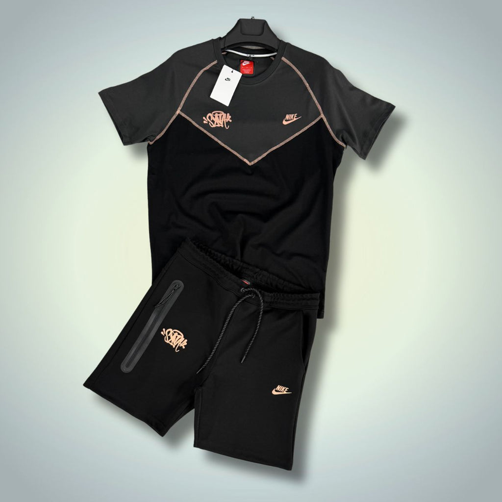 Set cu pantaloni scurți pentru bărbați Nike x Syna World Tech Fleece, negru - grafit. Calitate premium