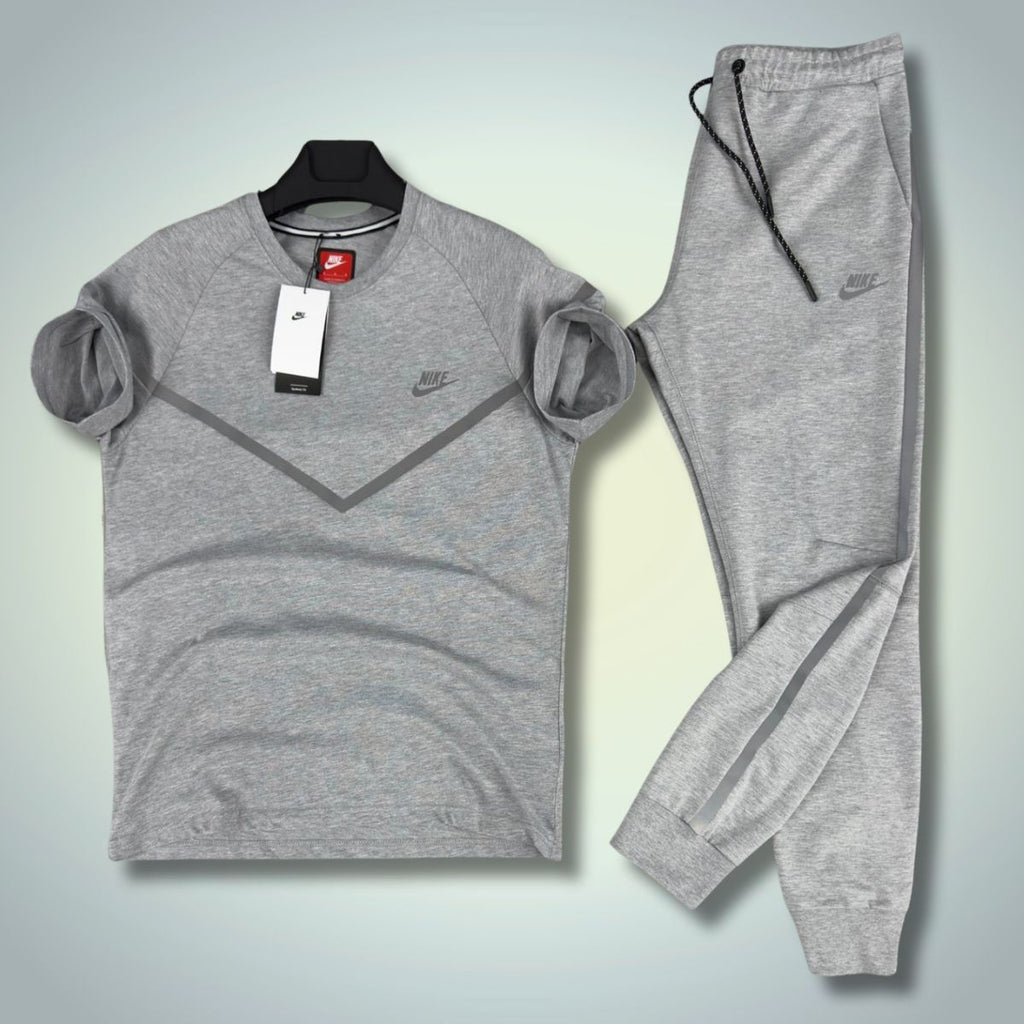 Set de vară bărbați Nike Reflective Tech Fleece, gri clasic. Calitate premium