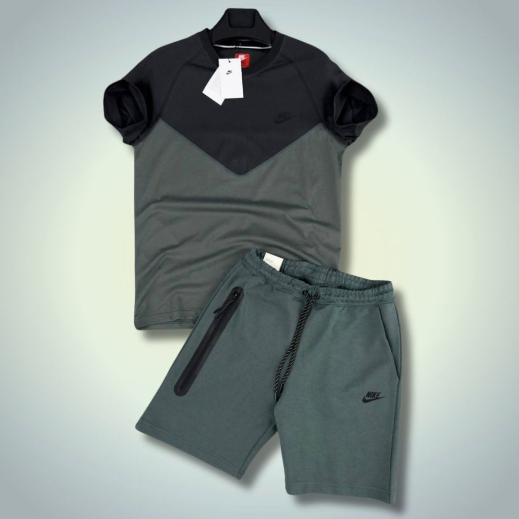 Set cu pantaloni scurți pentru bărbați Nike Tech Fleece, verde salvie - grafit. Calitate premium