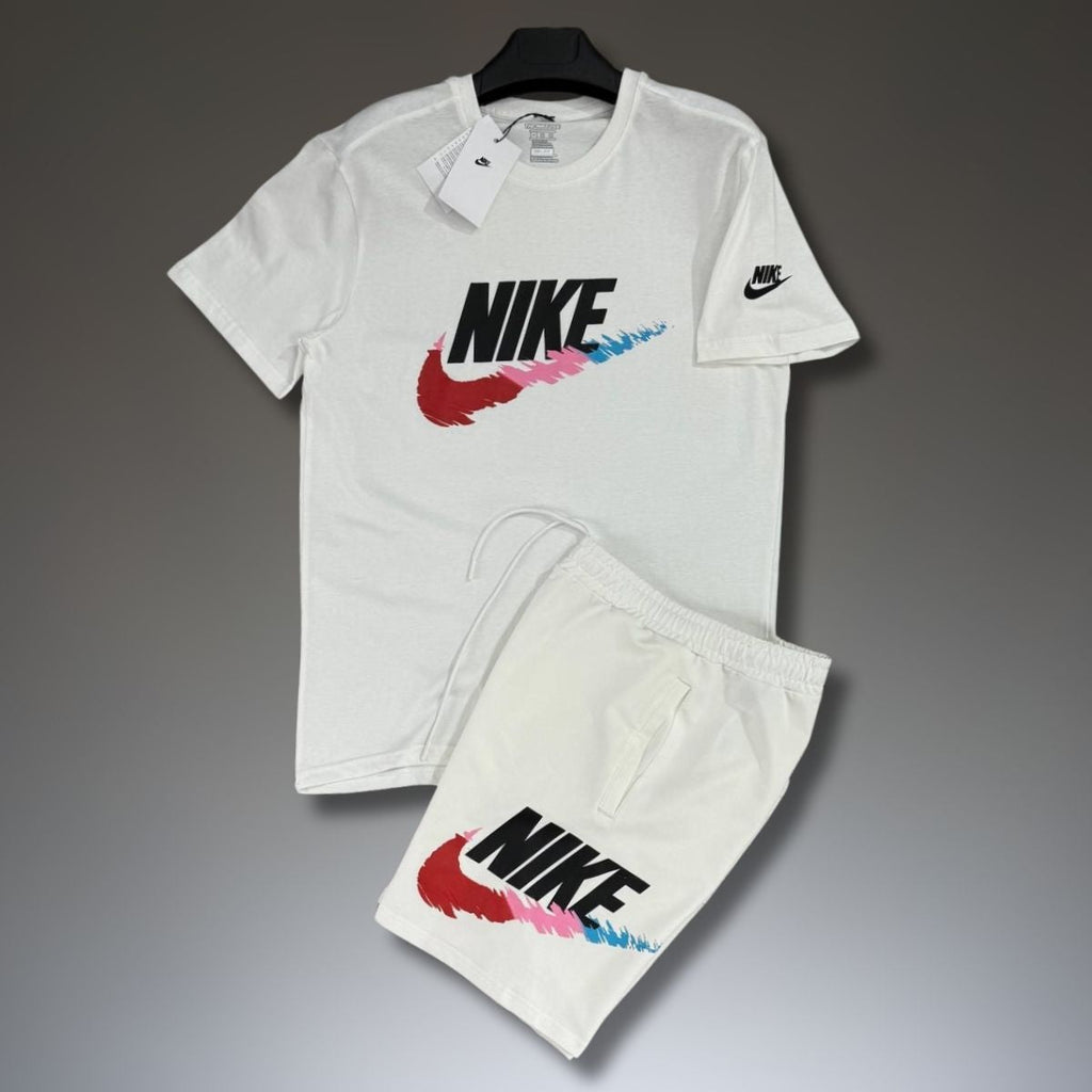 Set cu pantaloni scurți pentru bărbați Nike, logo clasic mare, alb. Calitate premium
