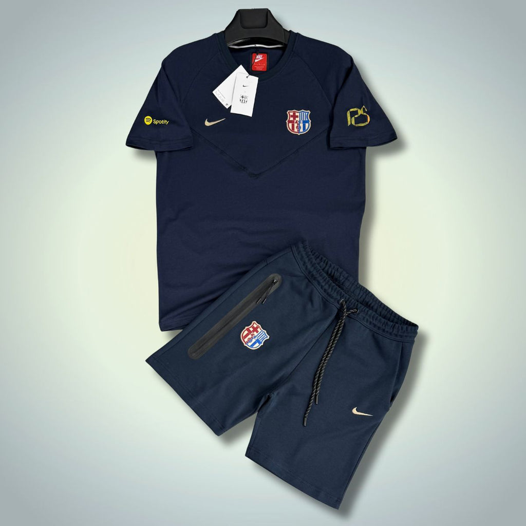 Set cu pantaloni scurți pentru bărbați Nike Barcelona Tech Fleece, albastru închis. Calitate premium