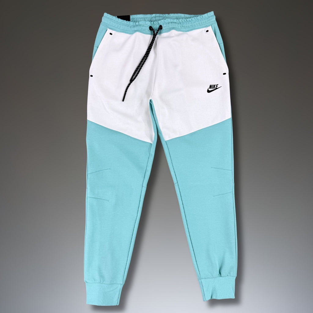 Nike Tech Fleece pantaloni sport bărbătești, alb-turcoaz. Calitate premium