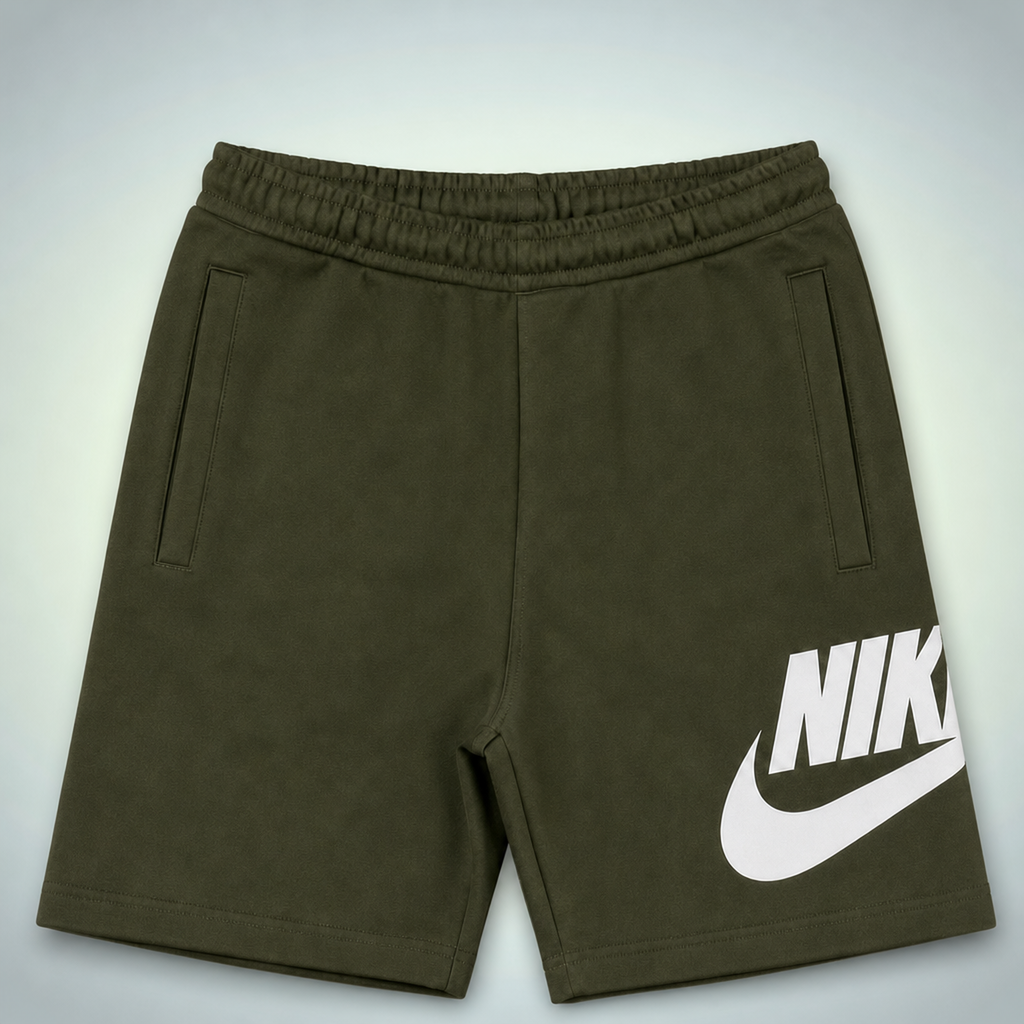 Nike Club Alumni pantaloni scurți sport pentru bărbați, verde închis cu motiv Jacquard Monogram. Premium calitate