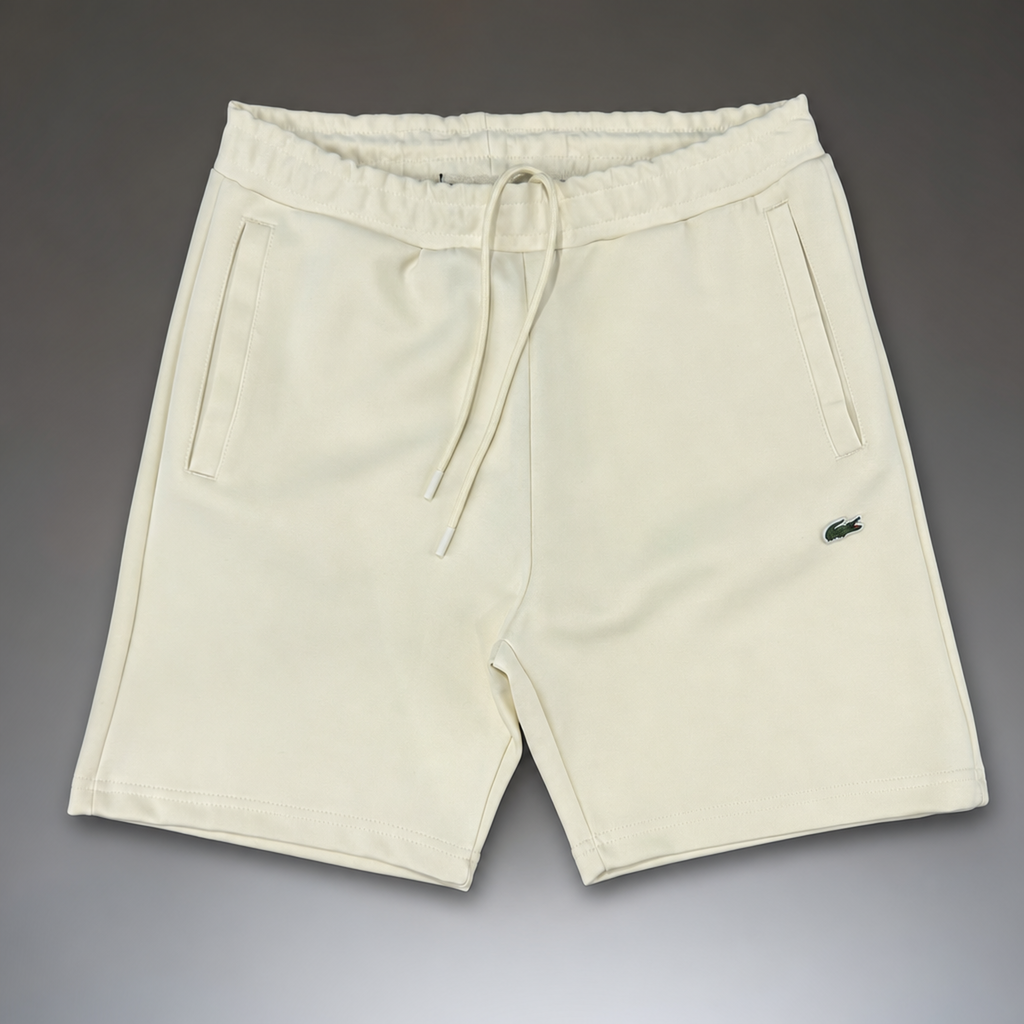 Lacoste Fleece pantaloni scurți sport pentru bărbați, alb fildeș. Premium calitate