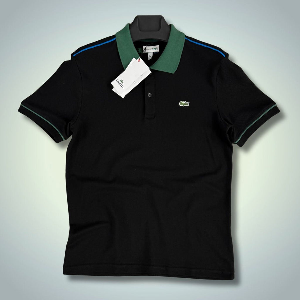 Tricou polo Lacoste pentru bărbați, negru - verde. Calitate premium