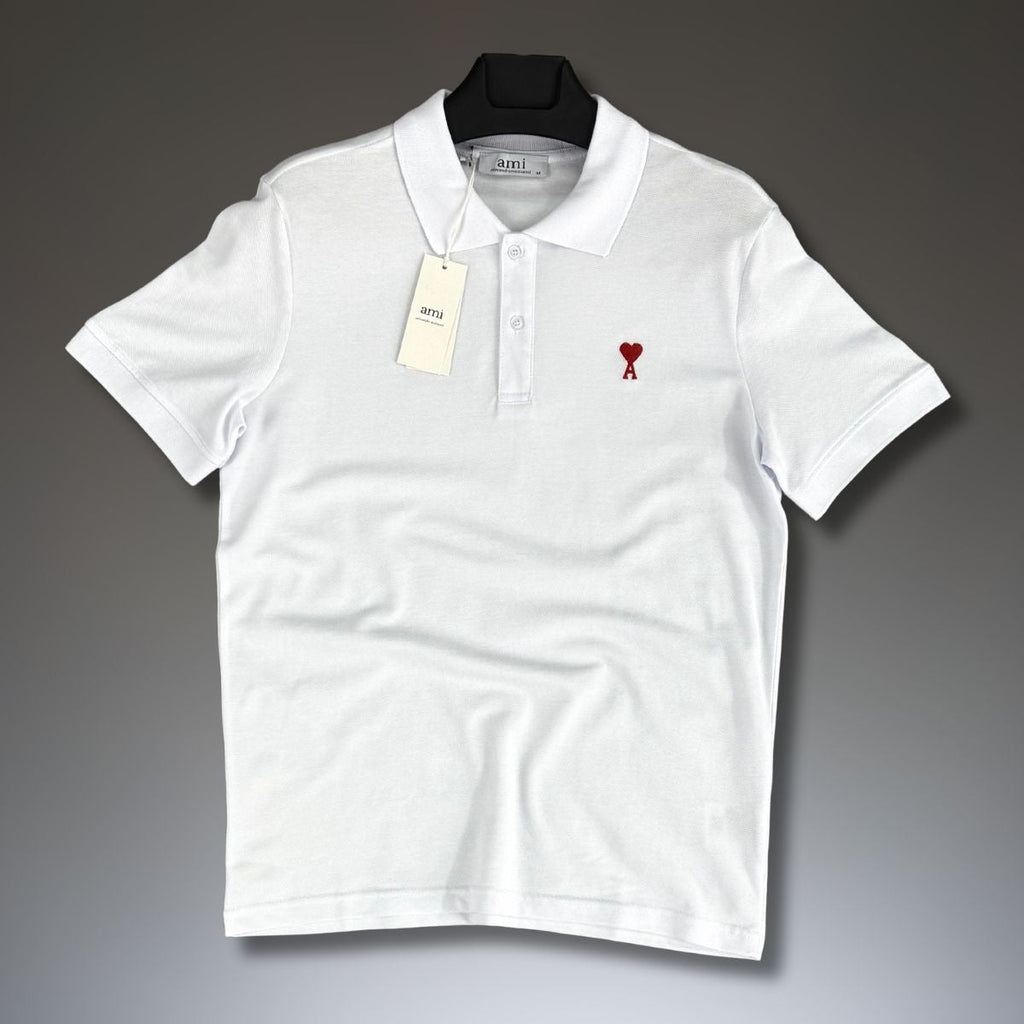Tricou polo Ami pentru bărbați, alb. Calitate premium