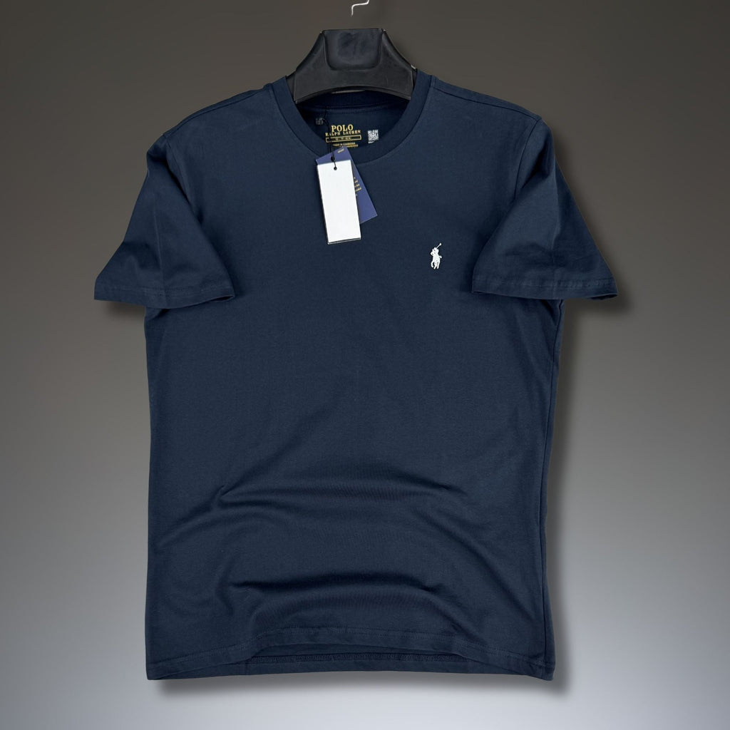 Tricou bărbătesc albastru închis Ralph Lauren, logo alb. Calitate premium