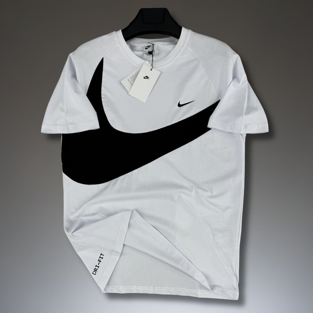 Tricou bărbătesc alb Nike, logo mare. Calitate premium