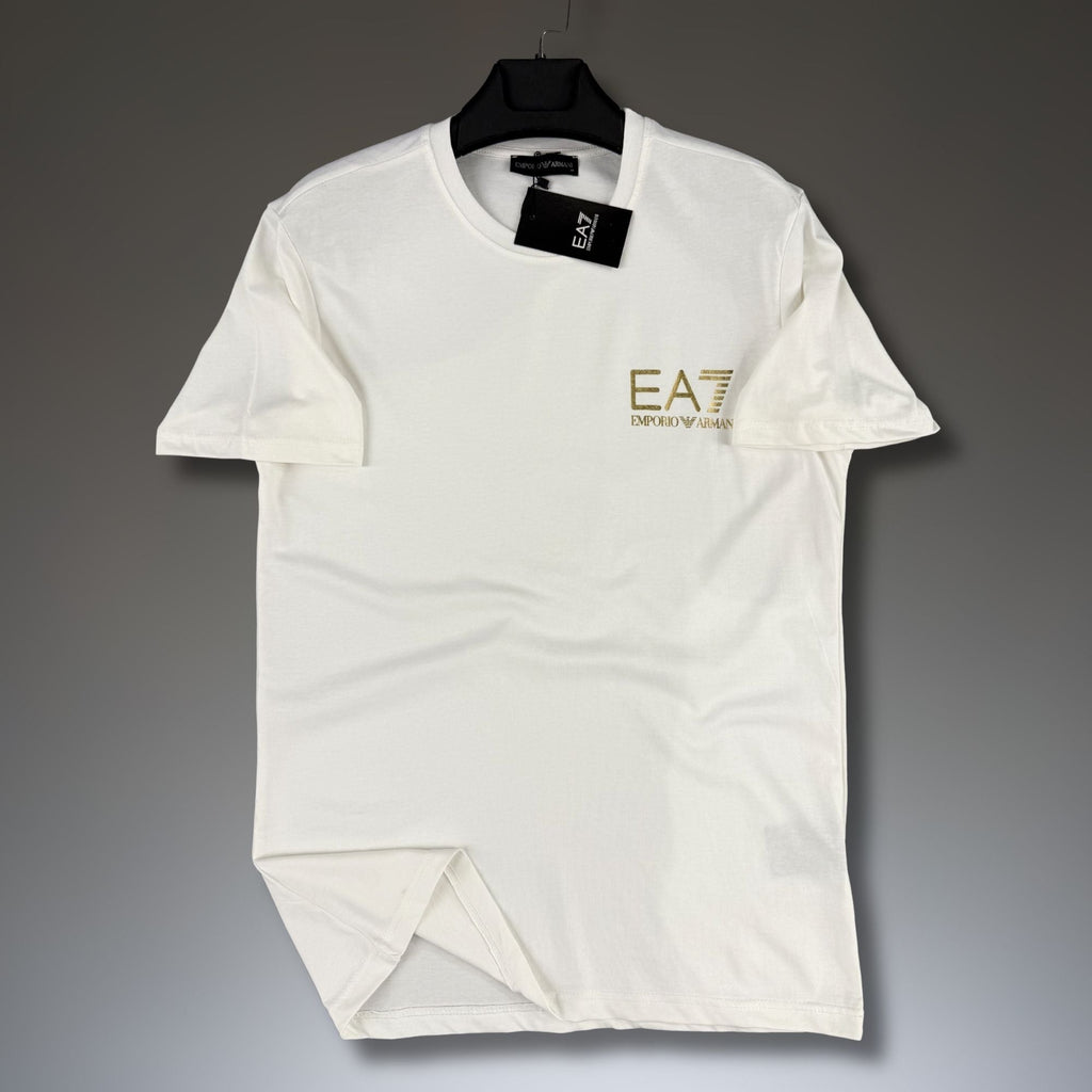 Tricou alb pentru bărbați EA7. Premium calitate