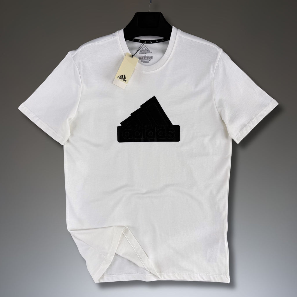 Tricou bărbătesc alb Adidas, logo mare. Calitate premium