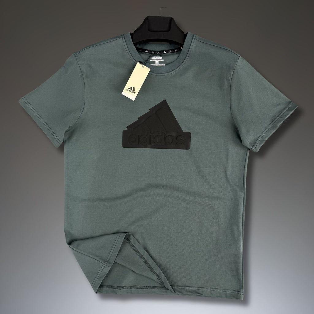 Tricou bărbătesc verde grădină Adidas, logo mare. Calitate premium