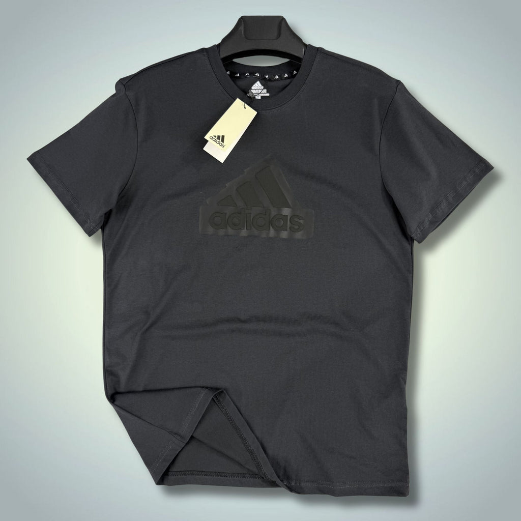 Tricou bărbătesc gri Adidas, logo mare. Calitate premium