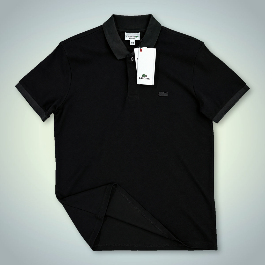 Tricou polo Lacoste pentru bărbați, logo în ton, negru. Calitate premium