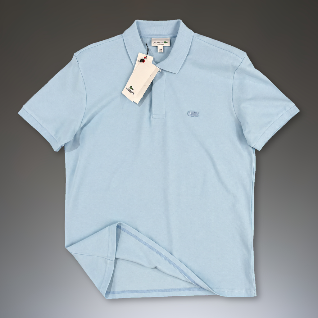 Tricou polo Lacoste pentru bărbați, logo în ton, albastru deschis. Calitate premium