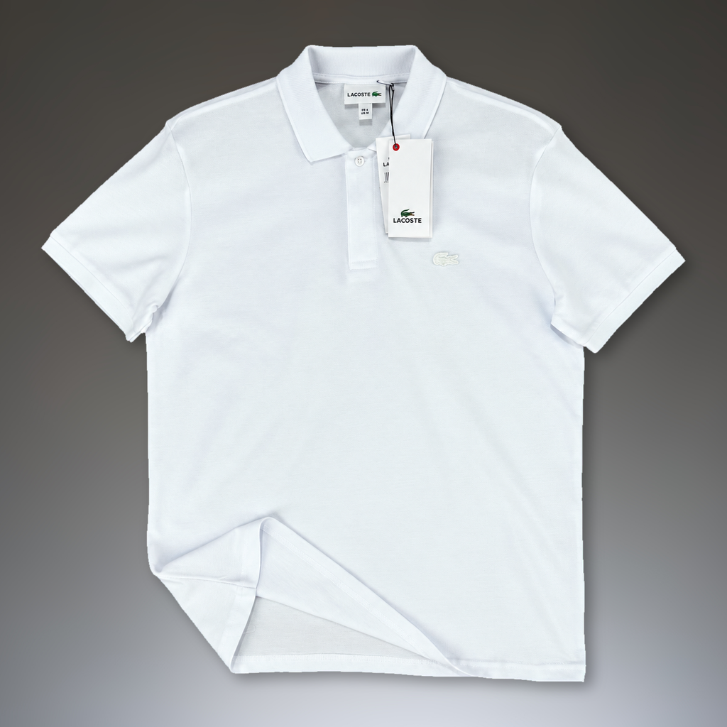 Tricou polo Lacoste pentru bărbați, logo în ton, alb. Calitate premium