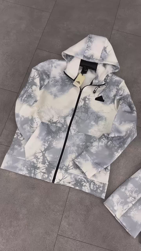 Adidas trening bărbați 2025, model estompat, alb - gri. Calitate premium