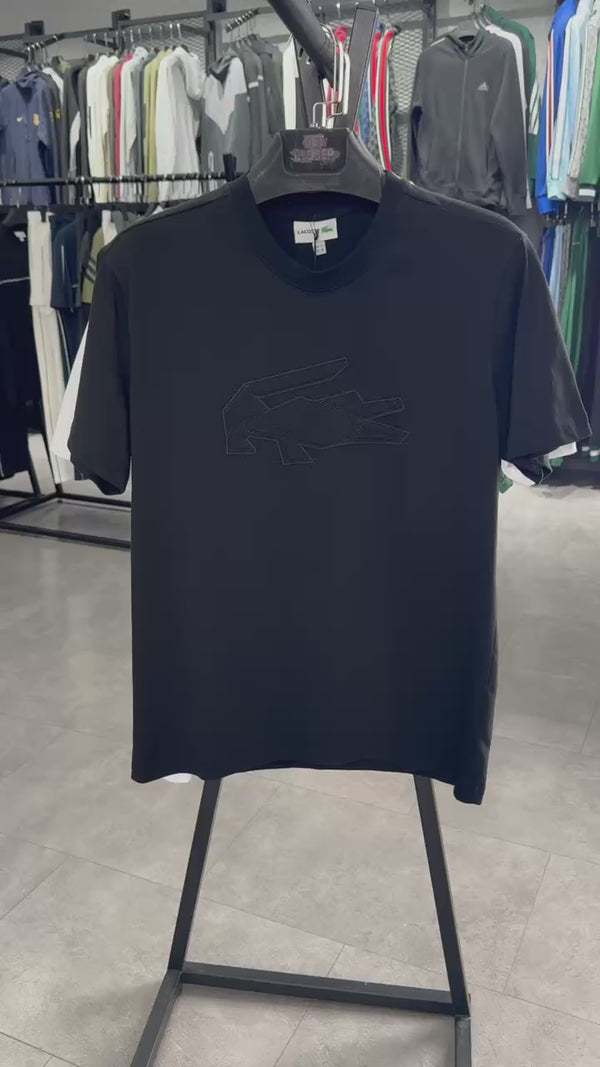 Tricou Lacoste alb pentru bărbați, logo schițat. Calitate premium